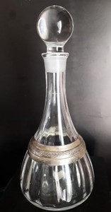 Decanter/ bottiglia in cristallo e argento 800 , b